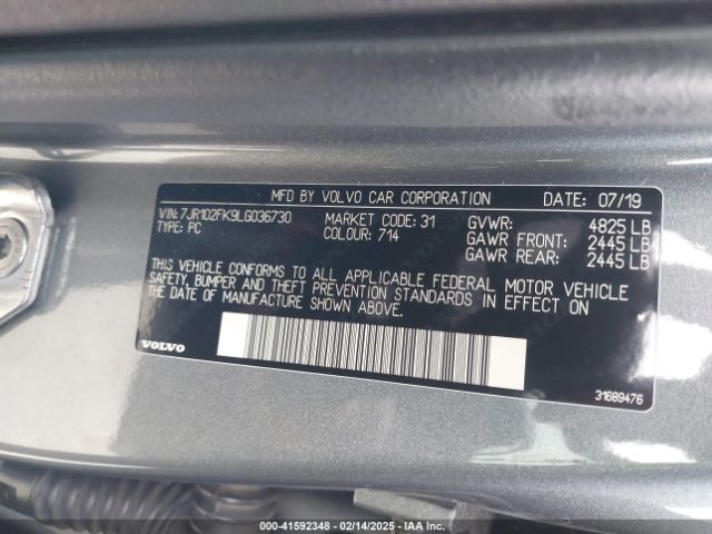 7JR102FK9LG036730 Volvo S60 T5 Momentum