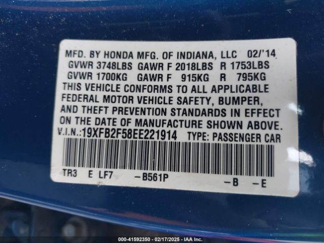 19XFB2F58EE221914 Honda Civic Lx