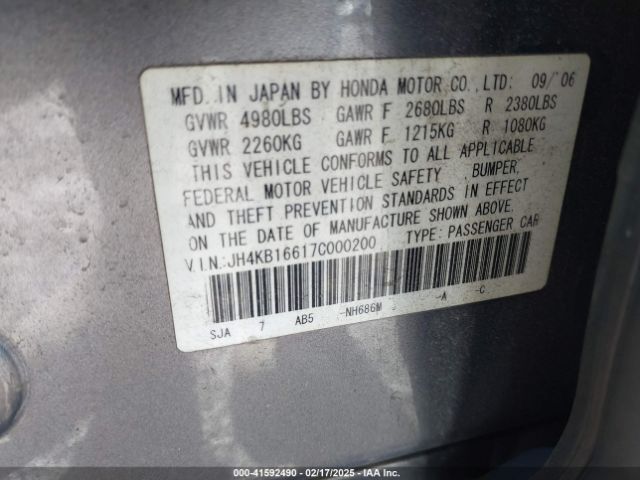 2007 ACURA RL JH4KB16617C000200 Photo 8