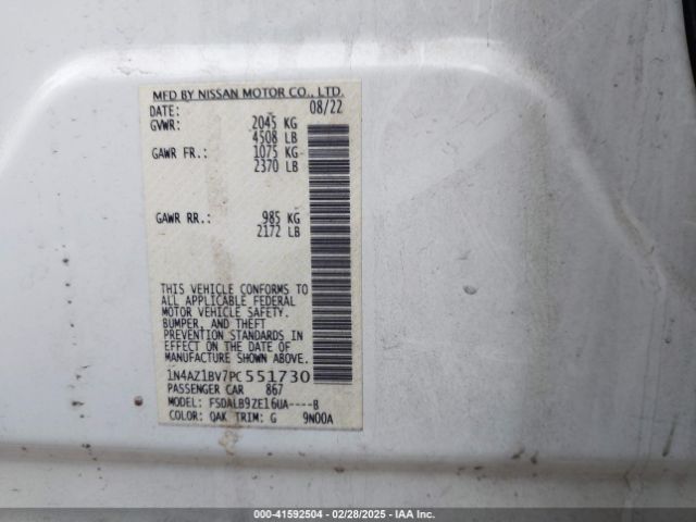1N4AZ1BV7PC551730 Nissan Leaf S 40 Kwh