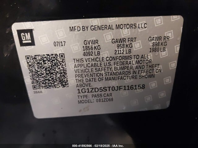 1G1ZD5ST0JF116158 Chevrolet MALIBU LT