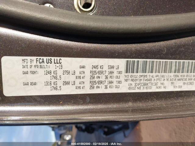 3C4PDCBB0KT701307 Dodge JOURNEY SE
