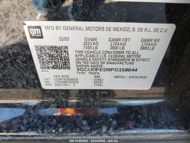 3GCUDFED6PG158644 Chevrolet Silverado 1500 4wd  Short Bed Lt Trail Boss