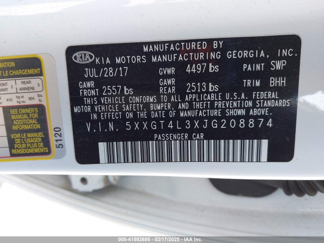 5XXGT4L3XJG208874 KIA Optima Lx