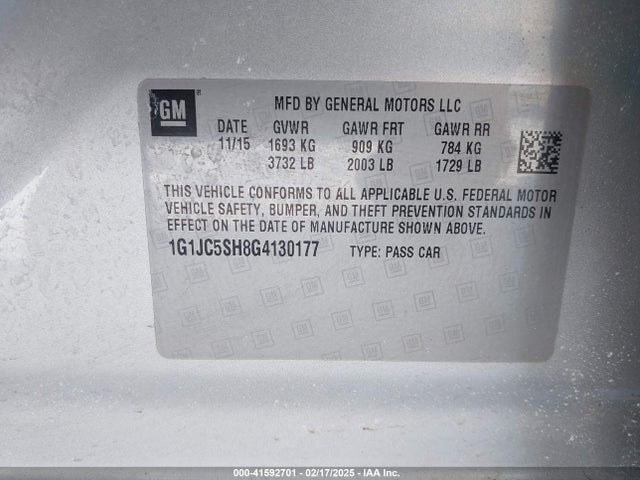 1G1JC5SH8G4130177 Chevrolet Sonic Lt Auto