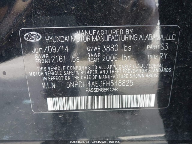 Hyundai ELANTRA SE 2015 5NPDH4AE3FH548825 Image 9
