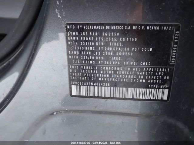 2022 VOLKSWAGEN TIGUAN 3VVCB7AX9NM024296 Photo 8