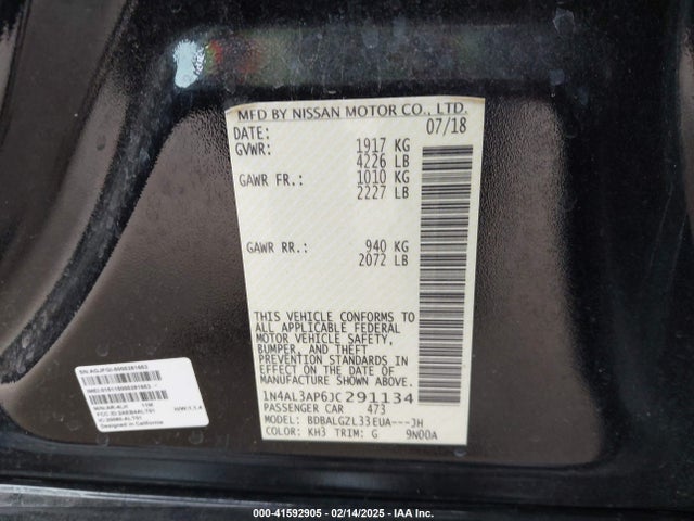 1N4AL3AP6JC291134 Nissan Altima 2.5 S