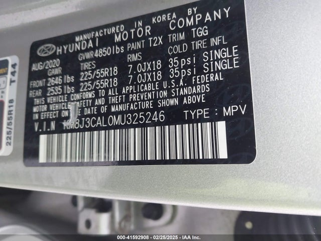 KM8J3CAL0MU325246 Hyundai TUCSON SEL
