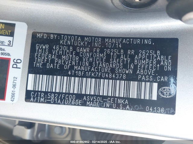 Toyota CAMRY LE 2015 4T1BF1FK7FU484378 Image 9