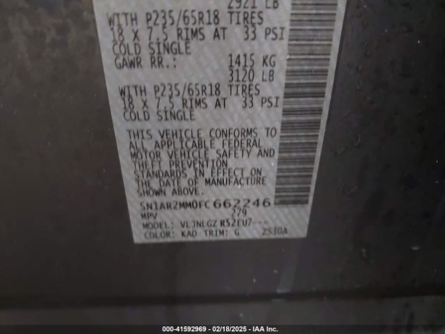 5N1AR2MM0FC662246 Nissan Pathfinder Sl