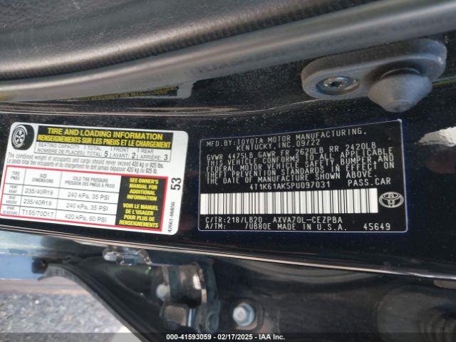 4T1K61AK5PU097031 Toyota CAMRY XSE