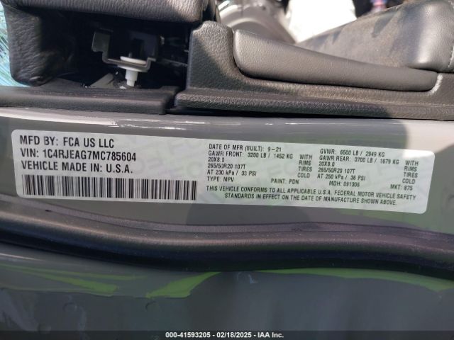 1C4RJEAG7MC785604 Jeep Grand Cherokee Laredo X 4x2