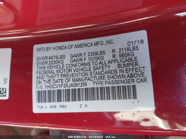 1HGCV1F3XJA091295 Honda Accord Sport