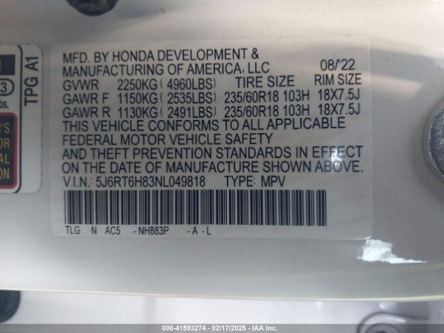 2022 HONDA CR-V 5J6RT6H83NL049818 Photo 8