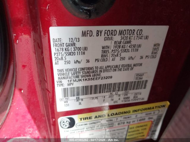 1FMJK1K55EEF23209 Ford Expedition El Limited