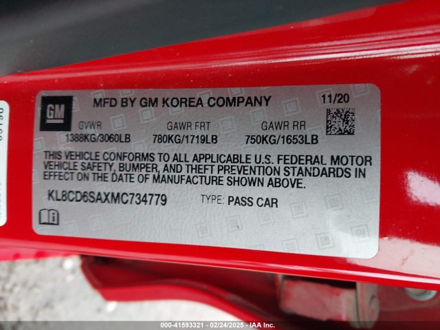 KL8CD6SAXMC734779 Chevrolet Spark Fwd 1lt Automatic