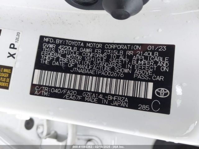 JTNABAAE1PA002676 Toyota Gr Corolla Core