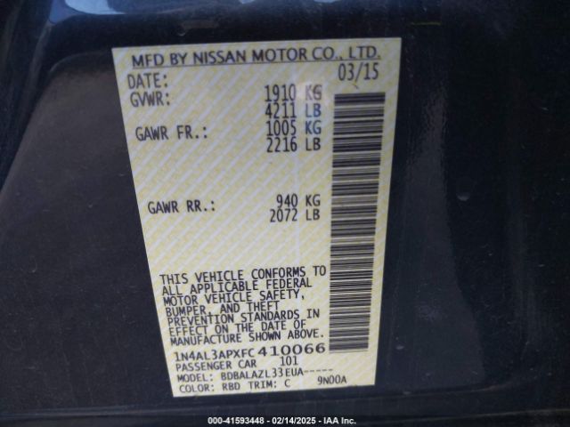 1N4AL3APXFC410066 Nissan ALTIMA 2.5