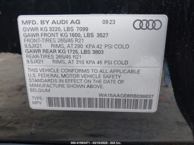 WA15AAGE8RB036637 Audi Q8 E-tron Premium Plus Quattro