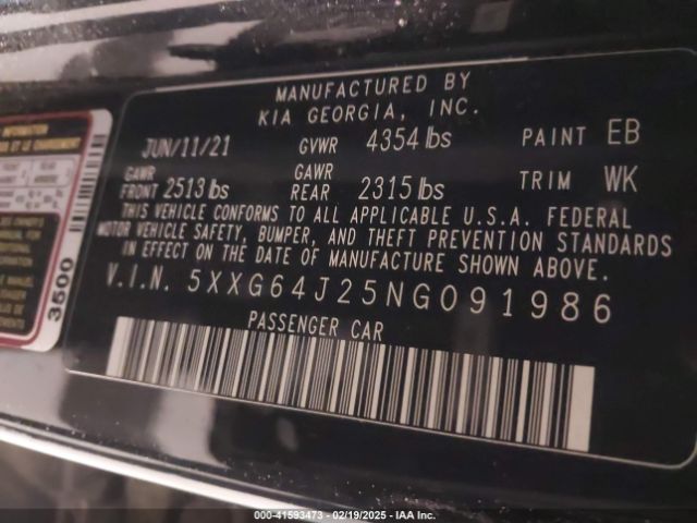 5XXG64J25NG091986 KIA K5 Gt-line