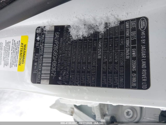 SALVP2BG6GH083672 Land Rover gtdi lev3 sulev30
