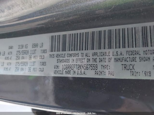 1C6RREFT2KN567559 RAM 1500 Big Horn/lone Star  4x2 5'7 Box