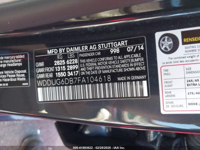 WDDUG6DB7FA104618 Mercedes-Benz S 550 Plug-in Hybrid