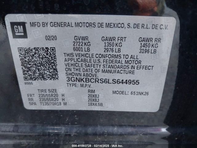 3GNKBCRS6LS644955 Chevrolet Blazer Fwd 2lt