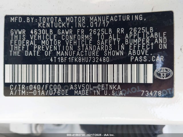 4T1BF1FK8HU732480 Toyota CAMRY LE
