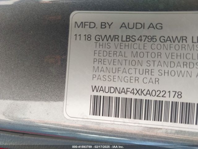 WAUDNAF4XKA022178 Audi A4 45 Premium