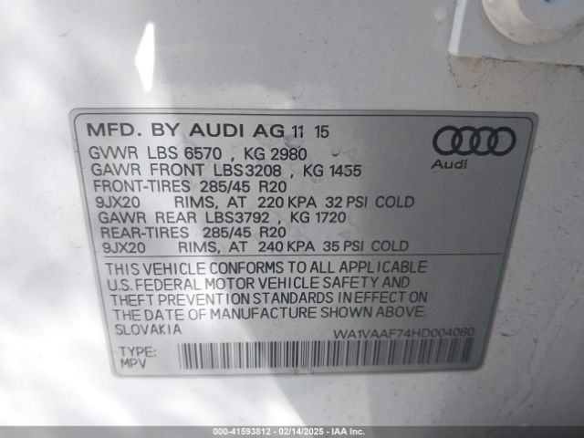 WA1VAAF74HD004080 Audi Q7 3.0t Premium
