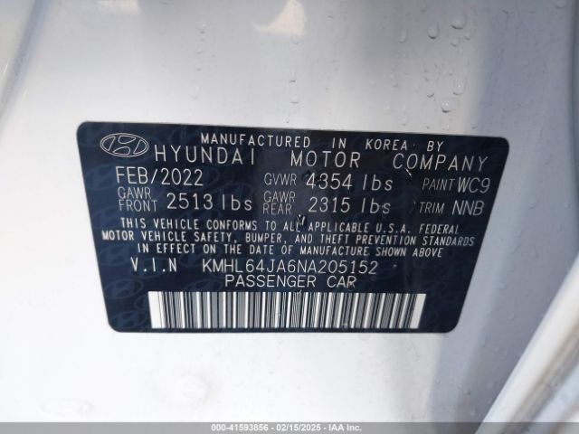 KMHL64JA6NA205152 Hyundai SONATA SEL