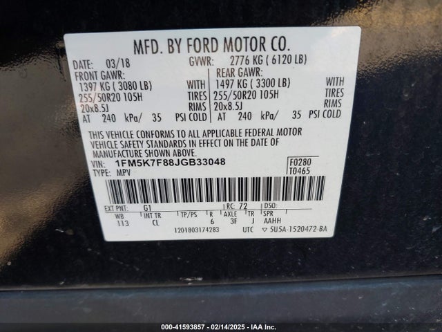 Ford Explorer Limited 2018 1FM5K7F88JGB33048 Image 9