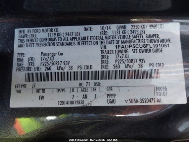 1FADP5CU8FL101051 Ford C-max Energi Sel