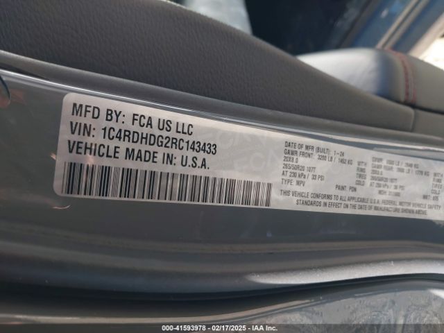 1C4RDHDG2RC143433 Dodge Durango Gt Plus Rwd