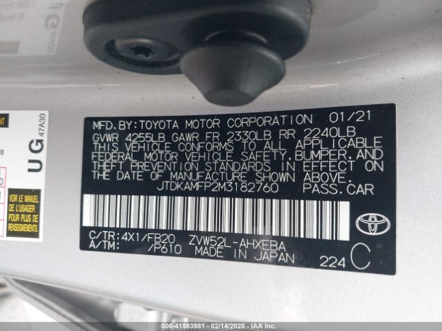 JTDKAMFP2M3182760 Toyota Prius Prime Le
