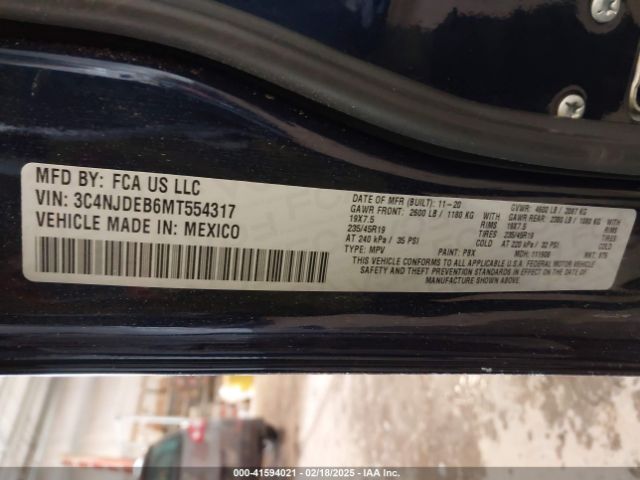 3C4NJDEB6MT554317 Jeep Compass 80th Anniversary 4x4