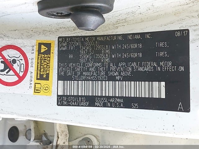 Toyota Highlander Xle 2017 5TDJZRFH4HS519203 Image 9