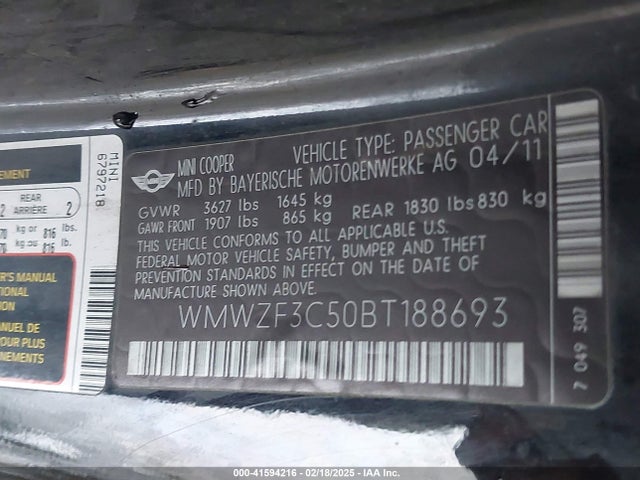 2011 MINI COOPER CLUBMAN WMWZF3C50BT188693 Photo 8