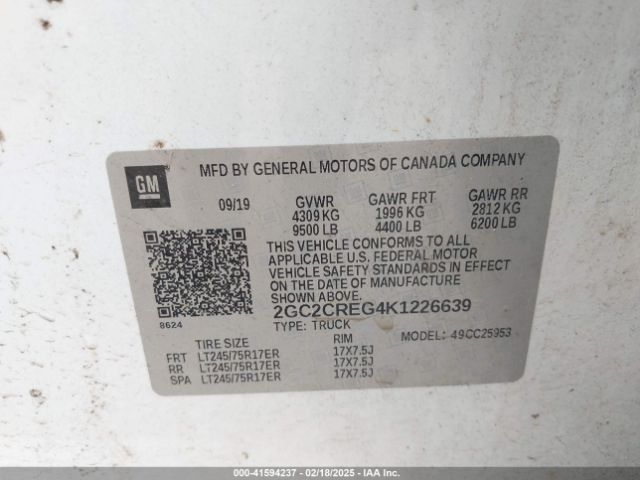 2GC2CREG4K1226639 Chevrolet Silverado 2500hd Wt