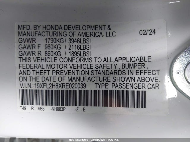 Honda Civic Sport 2024 19XFL2H8XRE020039 Image 9
