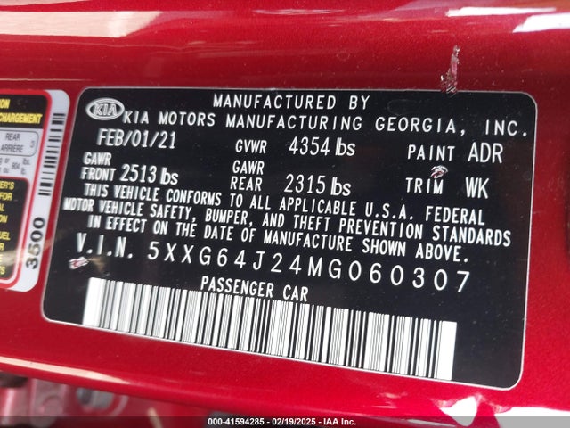 5XXG64J24MG060307 KIA t-gdi gamma ii