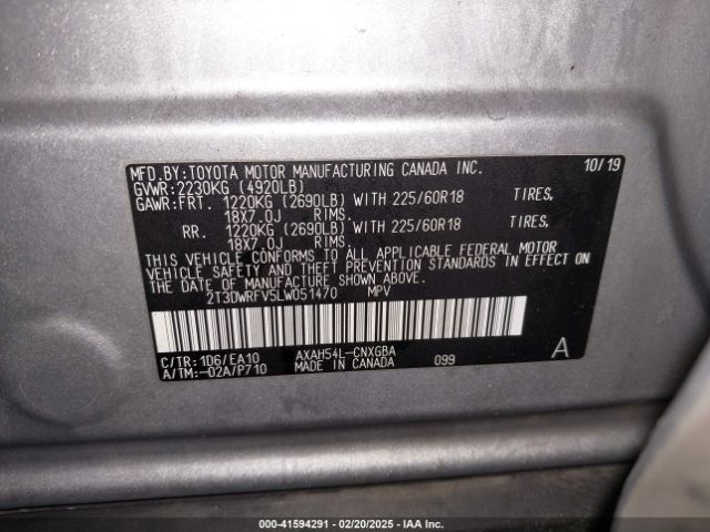 2T3DWRFV5LW051470 Toyota Rav4 Hybrid Limited