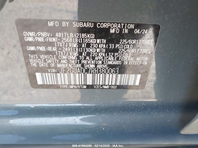 JF2GUADC7RH380063 Subaru na