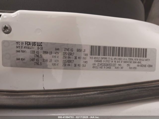 2C4RDGBG8KR531227 Dodge Grand Caravan Se Plus