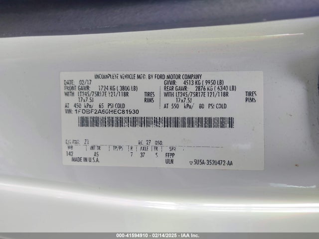 Ford F-250 Xl 2017 1FDBF2A60HEC81930 Image 9
