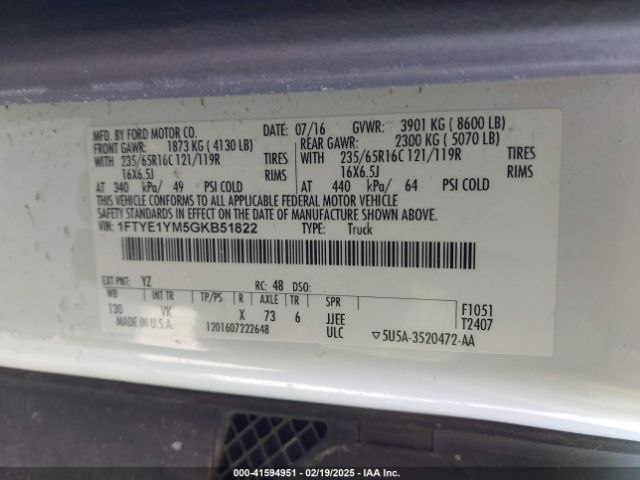 1FTYE1YM5GKB51822 Ford Transit-150