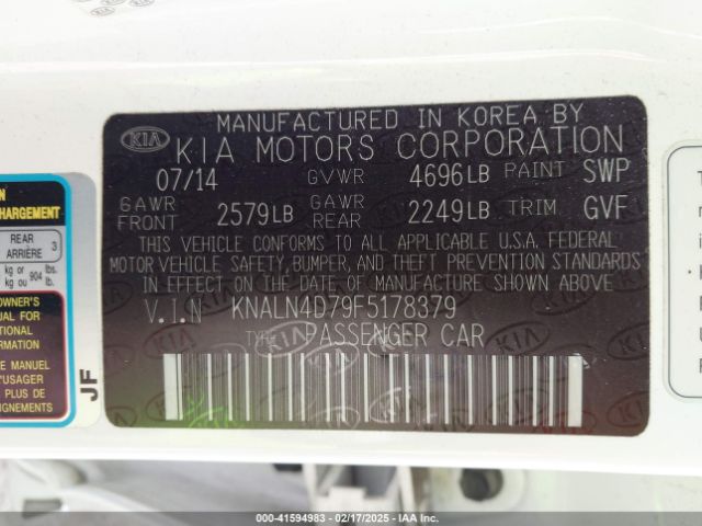 KNALN4D79F5178379 KIA Cadenza Premium