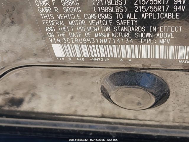 3CZRU6H31NM714134 Honda Hr-v Awd Lx